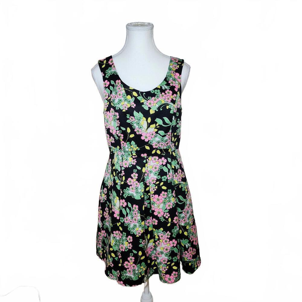 Voom by Joy Han Women's Floral Sleeveless Dress Size M Black Multi